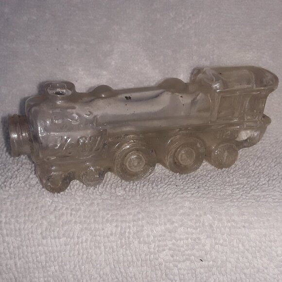 Vintage 1940's Glass Train Engine Candy Container, 3 7/8" Long - Picture 2 of 5